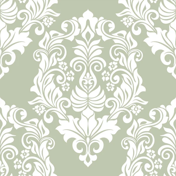 Damask Bezešvé Květinové Vzory Pro Tapety Elegantní Luxusní Textury Zelené — Stockový vektor