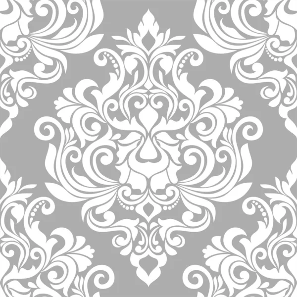 Damast Nahtlosen Vektorhintergrund Tapete Barocken Stil Vorlage Grau Und Weiß — Stockvektor