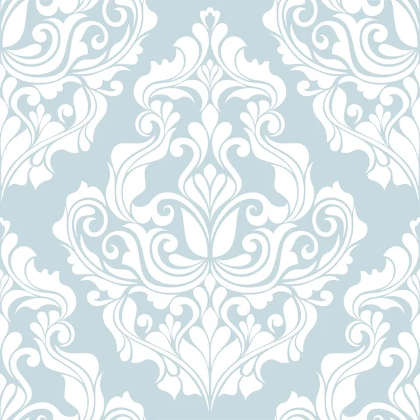 Damask Seamless Vector Background Wallpaper Baroque Style Template Blue White — Stock Vector