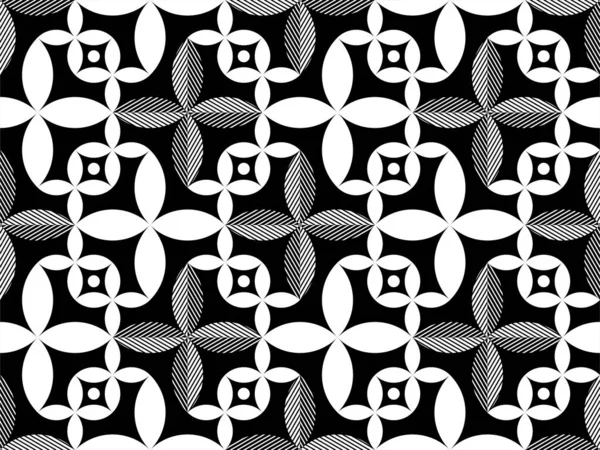 Modèle Géométrique Abstrait Sans Couture Fond Vecteur Fleur Noir Blanc — Image vectorielle