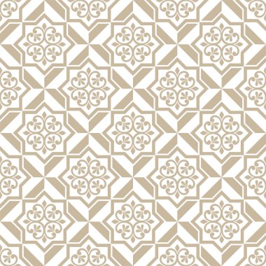 Soyut geometrik dikişsiz desen. Bej ve beyaz. Modern stil dokusu. Vektör arkaplanı.