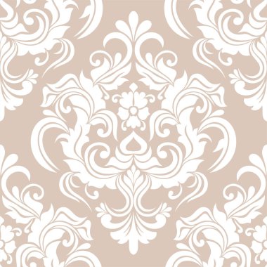 Damask pürüzsüz desen. Duvar kağıtları için, zarif lüks desenli çiçek süsü barok. vektör arkaplanı.