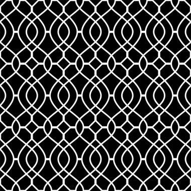 Soyut geometrik dikişsiz desen. Siyah ve beyaz çizgiler vektör arkaplanı.