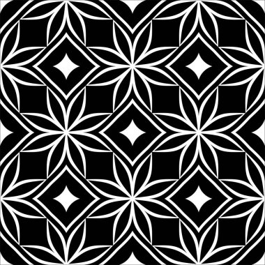 Soyut geometrik dikişsiz desen. Siyah ve beyaz. Vektör arkaplanı.