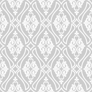 Duvar kağıdı pürüzsüz desen. Süslü çiçeklerin arka planı. Vektör illüstrasyonu