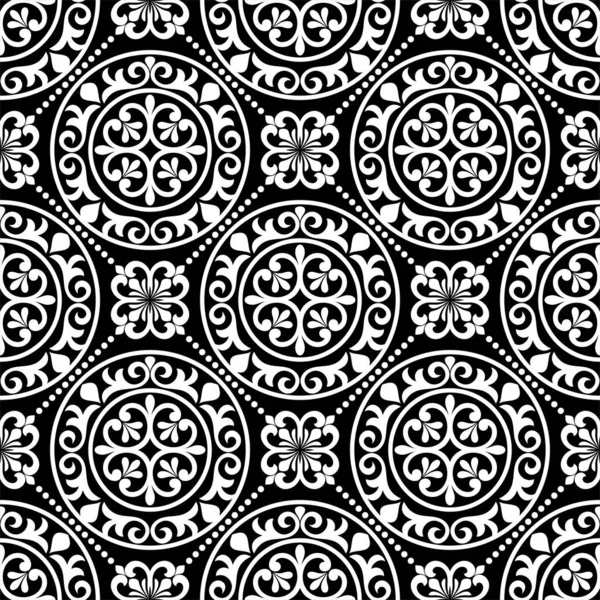 Padrão Sem Costura Floral Abstrato Ornamento Preto Branco Textura Moderna —  Vetores de Stock