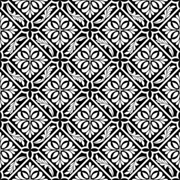 Абстрактный Цветочный Бесшовный Рисунок Черное Белое Графическая Современность Векторный Фон — стоковый вектор