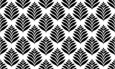 Geometrik yaprakların kusursuz desenlerinin vektör çizimi. Çiçekli organik arka plan.