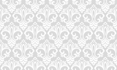 Çiçek geometrik kusursuz desen. Gri ve beyaz süs. Süs, duvar kağıdı, ambalaj, vektör arkaplanı için kumaş.