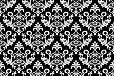 Damask pürüzsüz desen. Duvar kağıtları, zarif lüks dokular için. Çiçek süsü barok. Vektör arkaplanı.