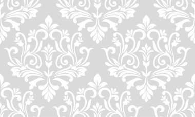 Damask pürüzsüz desen. Duvar kağıtları, zarif lüks dokular için. Çiçek süsü barok. Vektör arkaplanı.