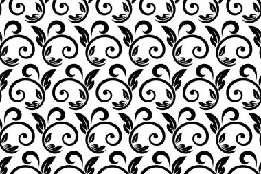 Çiçek geometrik kusursuz desen. Siyah beyaz süs. Süs, duvar kağıdı, ambalaj, vektör arkaplanı için kumaş.