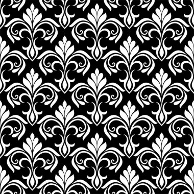 Çiçeksiz desen. Siyah beyaz süs. Süs, duvar kağıdı, ambalaj, vektör arkaplanı için kumaş.