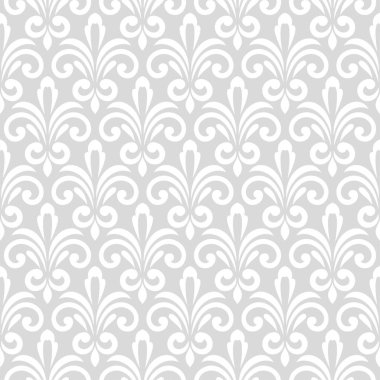 Çiçek geometrik kusursuz desen. Gri ve beyaz süs. Süs, duvar kağıdı, ambalaj, vektör arkaplanı için kumaş.