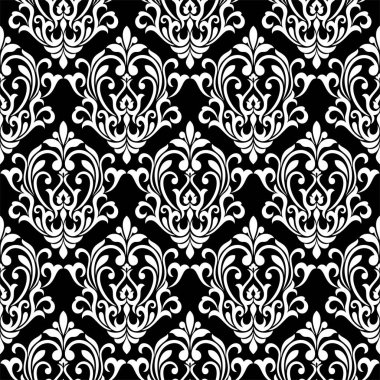 Damask pürüzsüz desen. Duvar kağıtları, zarif lüks dokular için. Çiçek süsü barok. Vektör arkaplanı.