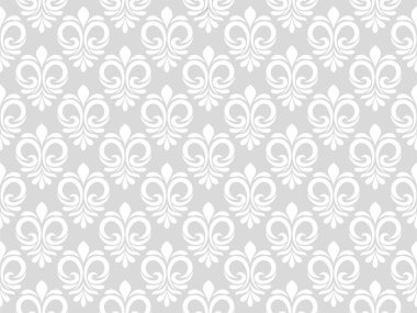 Çiçekli geometrik dikişsiz desen. Gri ve beyaz süs. Süs, duvar kağıdı, ambalaj, vektör arkaplanı için kumaş