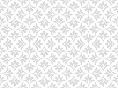 Çiçek geometrik kusursuz desen. Gri ve beyaz süs. Süs, duvar kağıdı, ambalaj, vektör arkaplanı için kumaş.