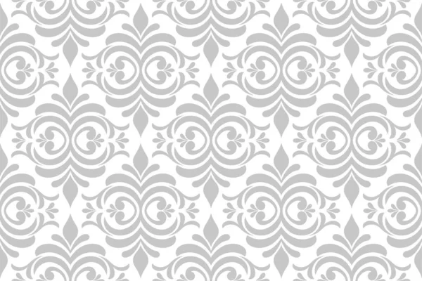 Çiçeksiz, soyut bir desen. Gri ve beyaz süs. Modern stil dokusu tekerrür ediyor. Vektör arkaplanı.
