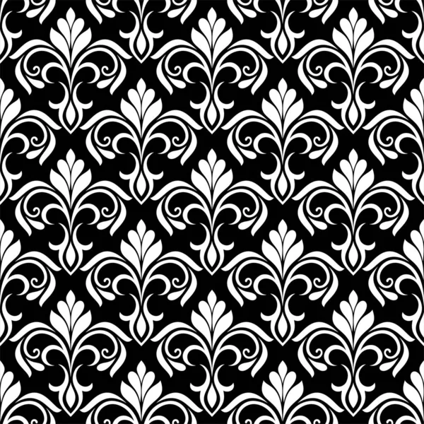 Blume Nahtlose Muster Schwarz Weißes Ornament Stoff Für Ornamente Tapeten — Stockvektor