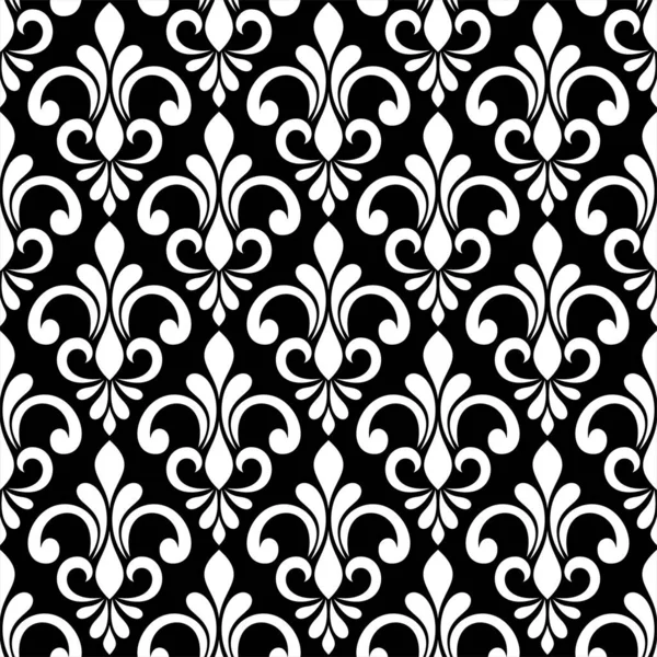 Floral Geometric Seamless Pattern Black White Ornament Fabric Ornament Wallpaper — Stock Vector