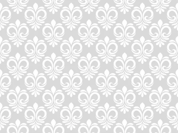 Çiçekli geometrik dikişsiz desen. Gri ve beyaz süs. Süs, duvar kağıdı, ambalaj, vektör arkaplanı için kumaş