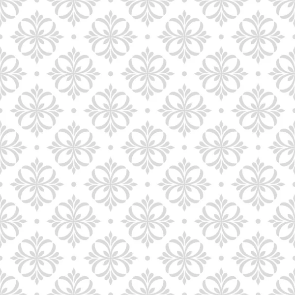 Çiçekli geometrik dikişsiz desen. Gri ve beyaz süs. Süs, duvar kağıdı, ambalaj, vektör arkaplanı için kumaş