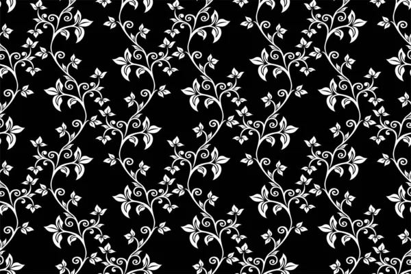 Motif Floral Sans Couture Élément Noir Blanc Tissu Pour Ornement — Image vectorielle