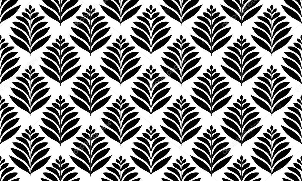 Vector illustration of geometric leaves seamless pattern. Floral organic background.
