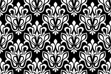 Çiçekli barok damaske deseni. kraliyet duvar kağıdı siyah ve beyaz süslemeli vektör arkaplanı.