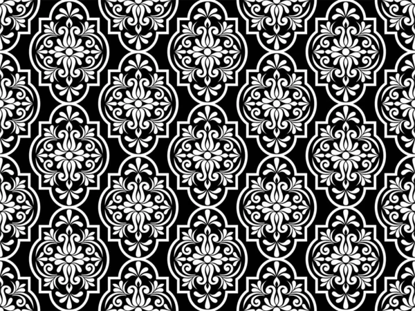 Damask Floral Design Element Black White Graphic Ornament Royal Wallpaper — Stock Vector