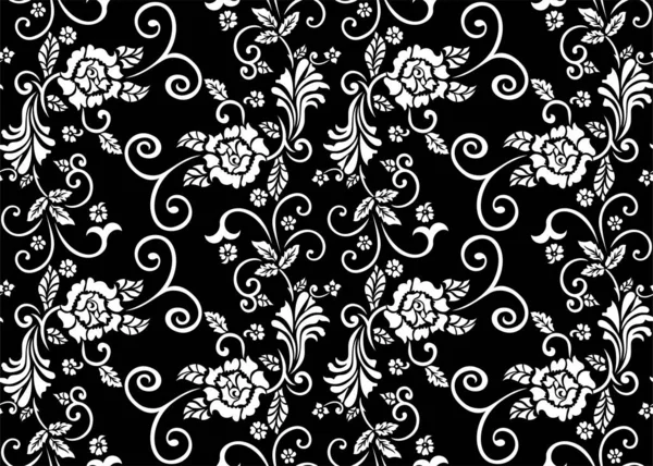 Abstract Seamless Luxury Pattern Leaf Black White Flower Ornament Vector — Stock Vector