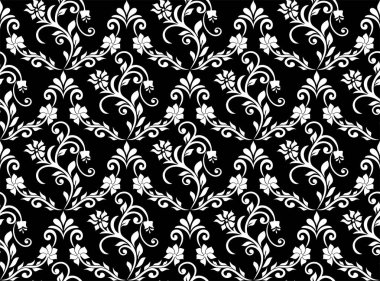 Çiçeksiz desen. Siyah ve beyaz element. Süs, duvar kağıdı, ambalaj, vektör arkaplanı için kumaş.