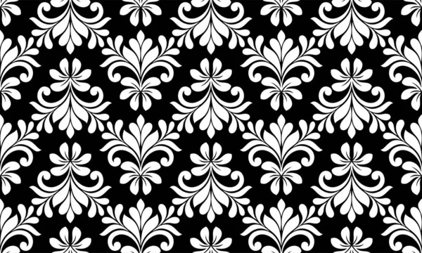 Motivo Geometrico Floreale Senza Cuciture Ornamento Bianco Nero Tessuto Ornamento — Vettoriale Stock