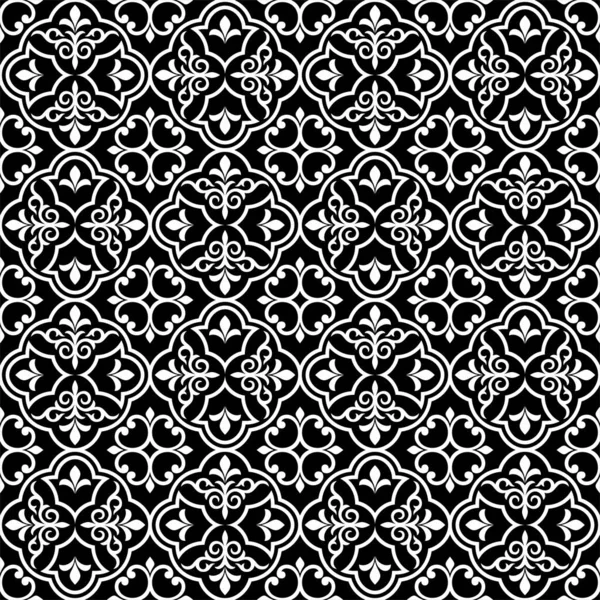 Abstrakcyjny Geometryczny Kwiatowy Bezszwowy Wzór Czarno Biała Ozdoba Nowoczesna Stylowa — Wektor stockowy