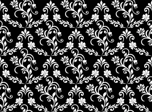 Florales Nahtloses Muster Schwarz Weiß Element Stoff Für Ornamente Tapeten — Stockvektor