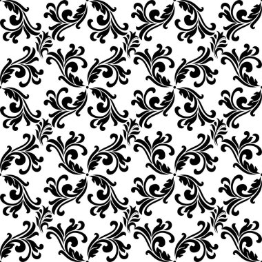 Çiçeksiz, soyut bir desen. Siyah ve beyaz. Vektör arkaplanı.