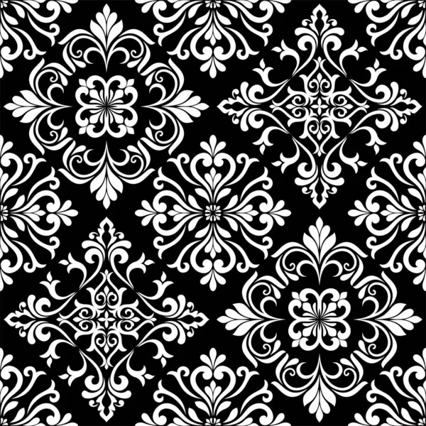 Abstract Floral Seamless Pattern Black White Vector Background — Stock Vector