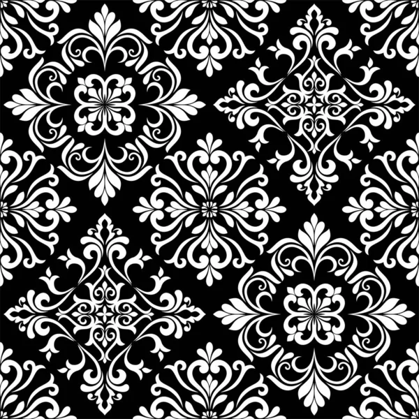 Abstract Floral Seamless Pattern Black White Vector Background — Stock Vector