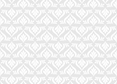 Soyut geometrik çiçekli, dikişsiz desen. Gri ve beyaz süs. Modern stil dokusu tekerrür ediyor. Vektör arkaplanı.