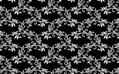 Çiçeksiz desen. Siyah ve beyaz element. Süs, duvar kağıdı, ambalaj, vektör arkaplanı için kumaş.