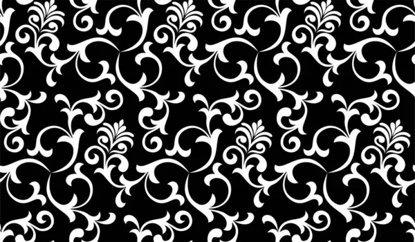 Damask çiçek tasarım elementi. Siyah ve beyaz. Grafiksel süsleme kraliyet duvar kağıdı vektör arkaplanı.