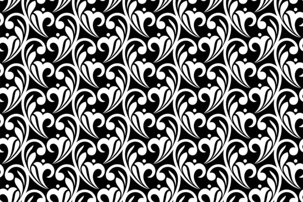 Damask çiçek tasarım elementi. Siyah ve beyaz. Grafiksel süsleme kraliyet duvar kağıdı vektör arkaplanı.