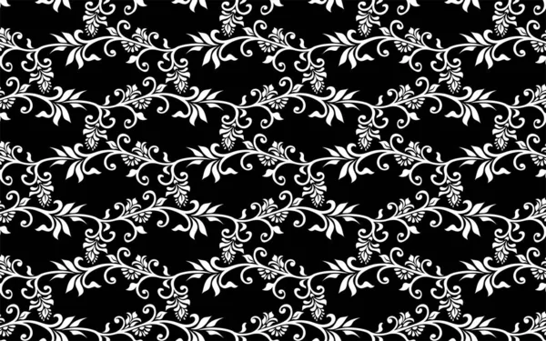 Motivo Floreale Senza Cuciture Elemento Bianco Nero Tessuto Ornamento Carta — Vettoriale Stock