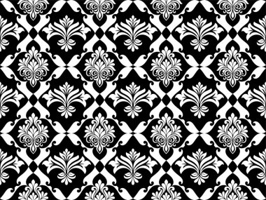 Soyut geometrik çiçekli, dikişsiz desen. Siyah beyaz süs. Modern stil dokusu tekerrür ediyor. Vektör arkaplanı.