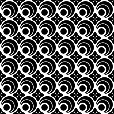 Çiçeksiz, soyut bir desen. Siyah ve beyaz. Vektör arkaplanı.