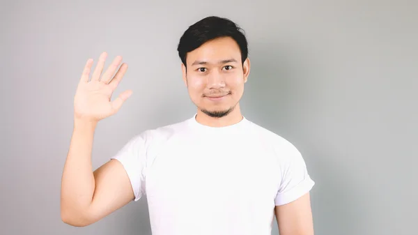 Show hand sign of hi and bye bye. — Stock Photo, Image