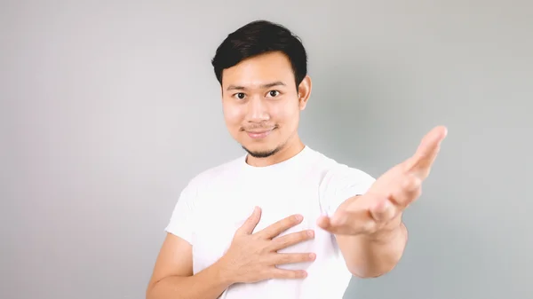 A man offering love from his heart. — Stock Photo, Image