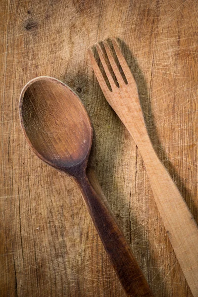 Wooden fork and spoon — Stock Photo, Image