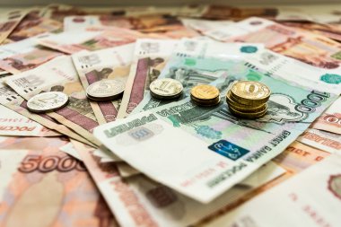 Arka plan para, ruble, dolar, Euro