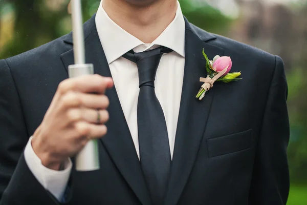 Groom with buttonhole — Stock Photo, Image